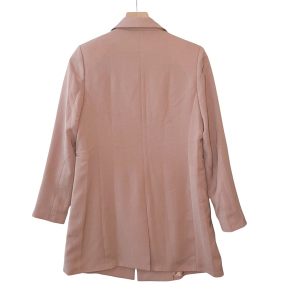 VTG Realcoco Blush Pink Mauve Open Front Blazer Jacket Trench Coat Medium - Picture 2 of 7
